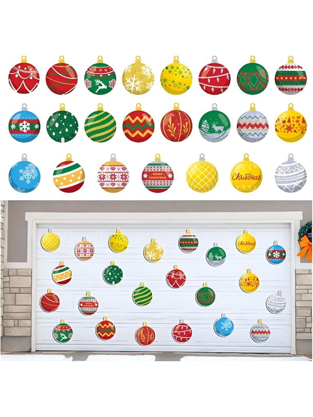 23 Pcs Christmas Magnetic Garage Door Decorations Christmas Ball Garage